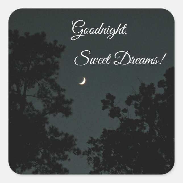 Crescent moon with message. square sticker (Front)