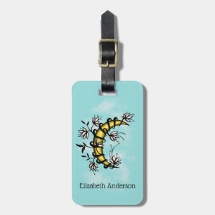 Crescent Moon Wrapped In Flowers Tattoo Style Luggage Tag