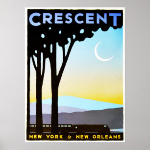 CRESCENT New York to New Orleans Vintage Travel Poster