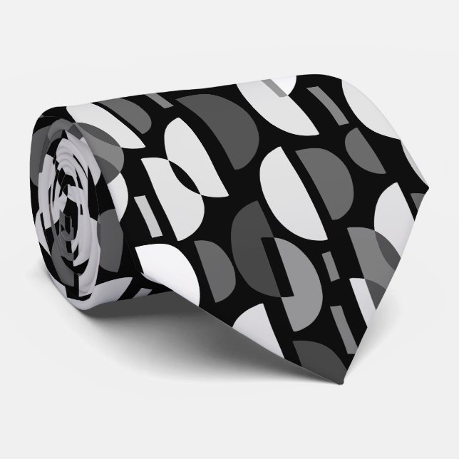 Crescent Pattern 010921 - Monochrome Tie (Rolled)