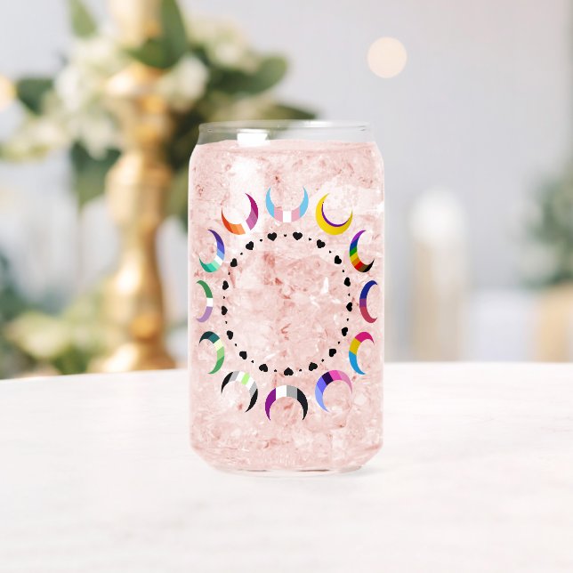 Crescent Pride Moons & Black Hearts Can Glass (Insitu (Wedding))