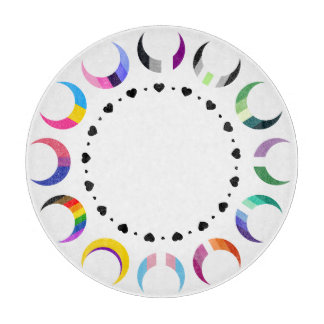 Crescent Pride Moons & Black Hearts Cutting Board