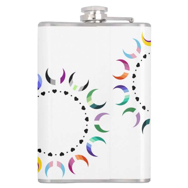 Crescent Pride Moons & Black Hearts Hip Flask (Back)