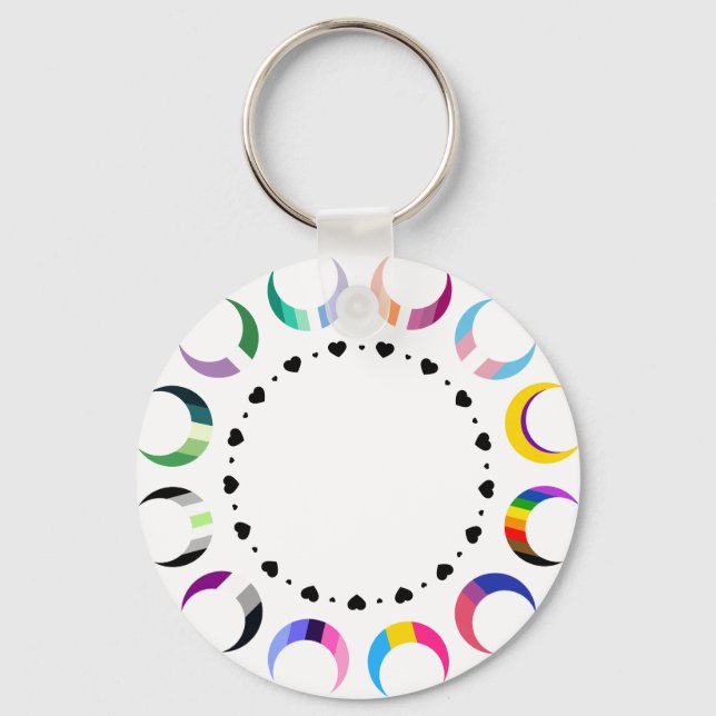 Crescent Pride Moons & Black Hearts Key Ring (Front)