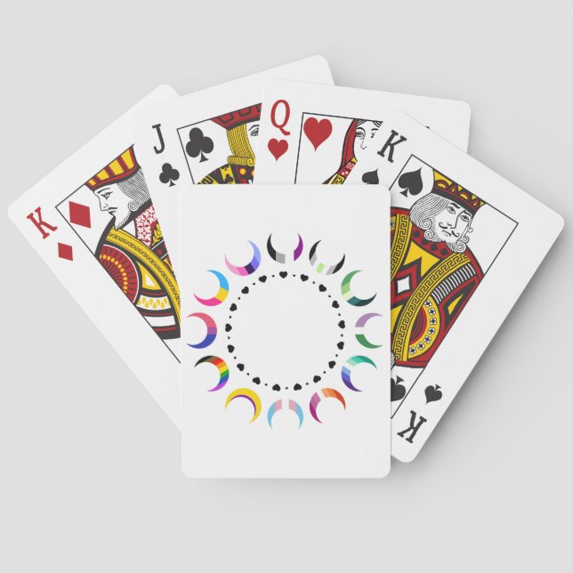 Crescent Pride Moons & Black Hearts Playing Cards (Back)