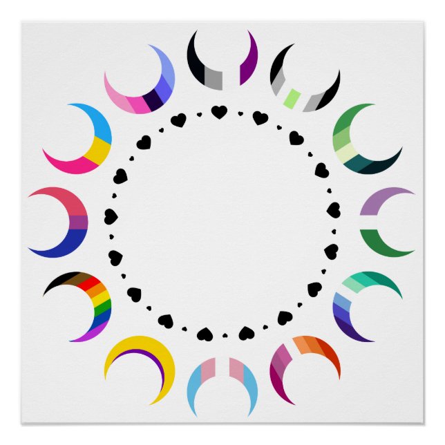 Crescent Pride Moons & Black Hearts Poster (Front)