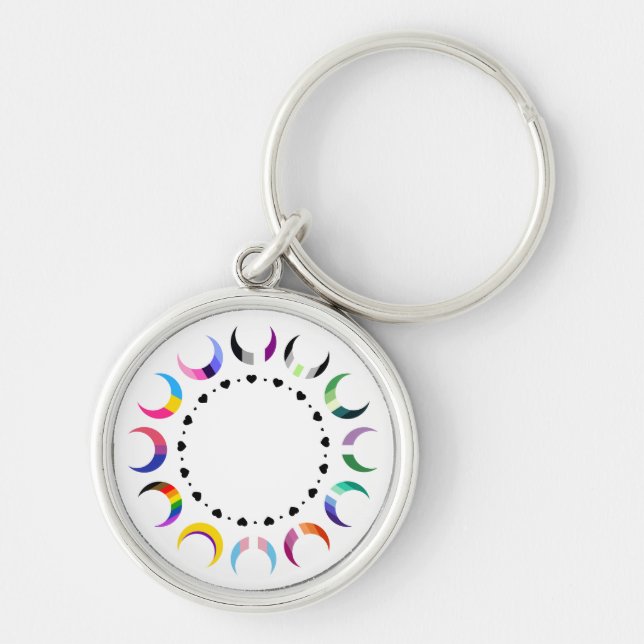  Crescent Pride Moons & Heart Ring  Key Ring (Front)