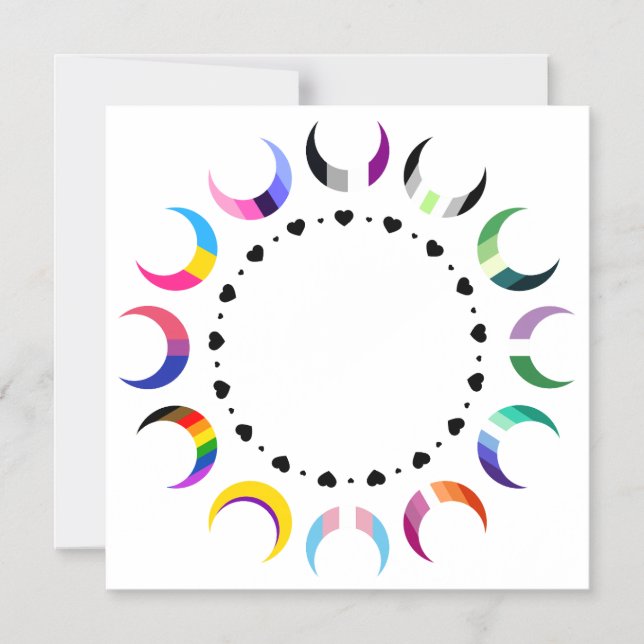  Crescent Pride Moons & Heart Ring  Magnetic Invitation (Front)