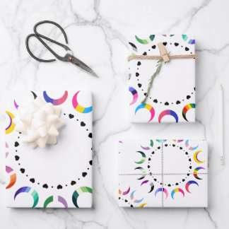 Crescent Pride Moons & Heart Ring  Wrapping Paper Sheet