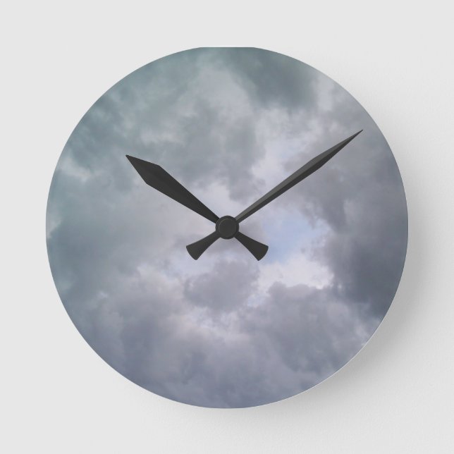 Crescent Shaped Clouds Round Clock (Front)