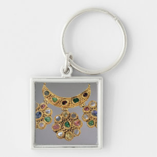 Crescent shaped necklace with pendants key ring