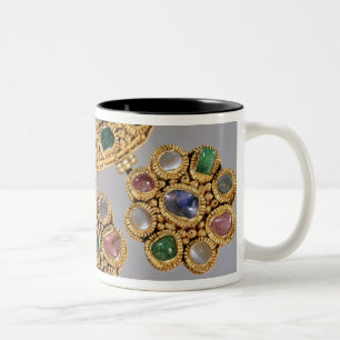 Crescent shaped necklace with pendants Two-Tone coffee mug