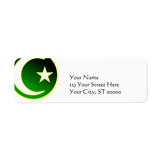 Crescent & Star of Islam Return Address Label (Front)