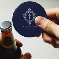 Crest Boy Baptism Favours Navy Blue Elegant Vintag