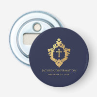 Crest Boy Confirmation Favours Navy Blue Faux Gold
