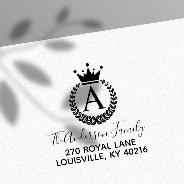 Crest Crown Wreath Monogram Return Address Rubber Stamp (Creator Uploaded)