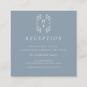 Crest Dusty Blue Reception Wedding Enclosure Card