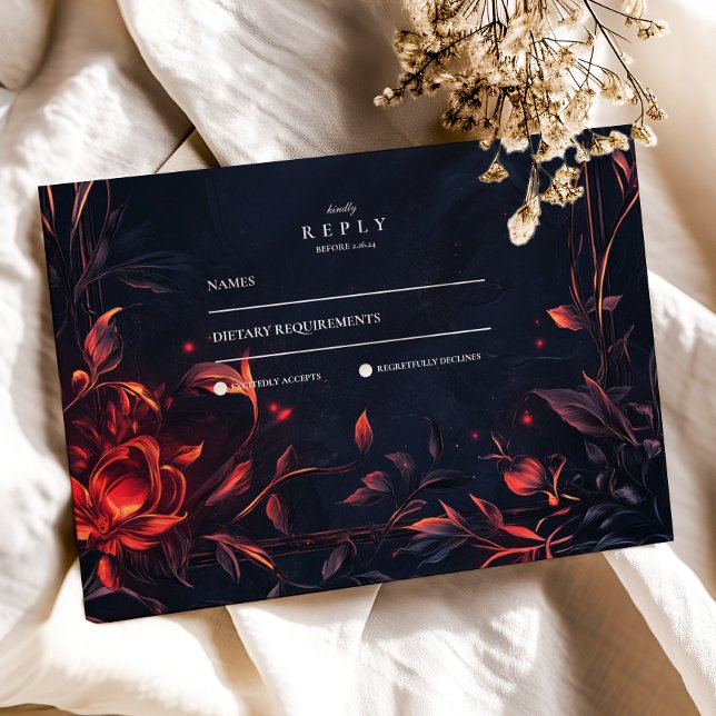 Crest Monogram Art Nouveau Floral Wedding  RSVP Card (Creator Uploaded)