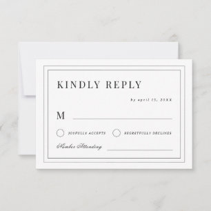 Crest Monogram French Bow Ribbon Vintage Wedding RSVP Card