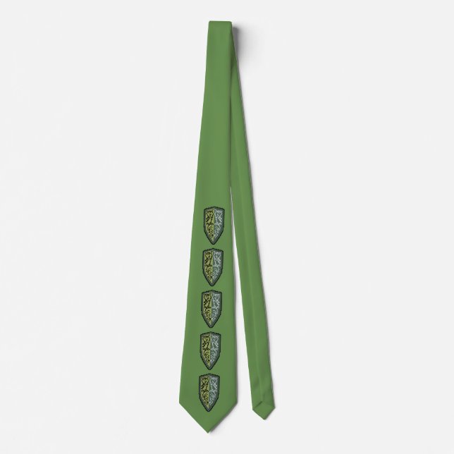 Crest Of Grass Shield Tie In Green (Front)