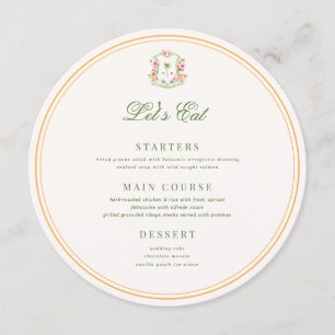 Crest Palm Tree Monogram Custom Guest Name Wedding Menu