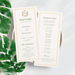 Crest Palm Tree Monogram Tropical Wedding Program