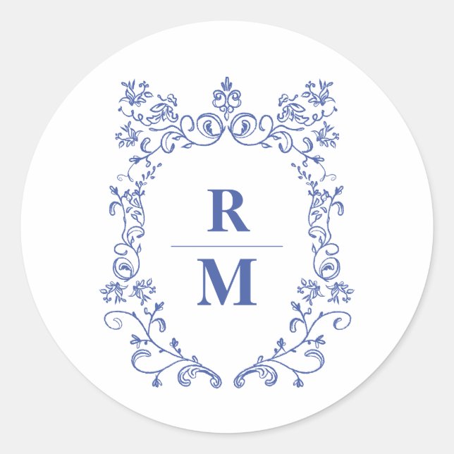 Crest personalised wedding Monogram label (Front)