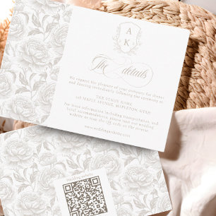 Crest Wedding Monogram Pale Taupe Script details Enclosure Card