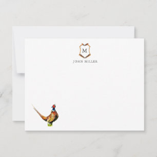Crest with feathers Monogrammed flat Thank You Card