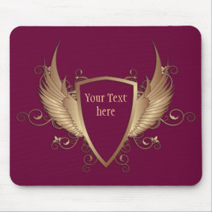CREST with WINGS + Your Text Mouse Pad