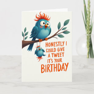 Crested Bird Art Birthday Card