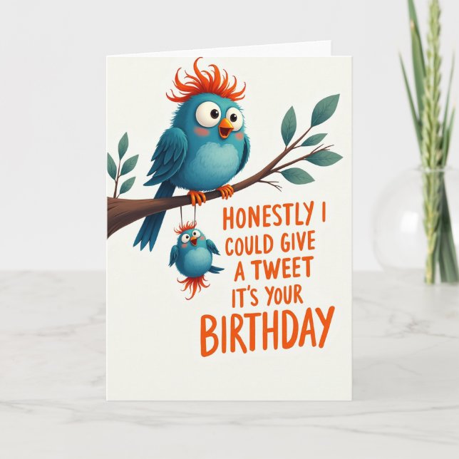 Crested Bird Art Birthday Card (Front)