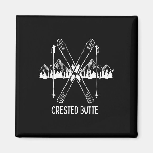 Crested Butte Co Rocky Mountains Colorado Ski Snow Magnet (Front)