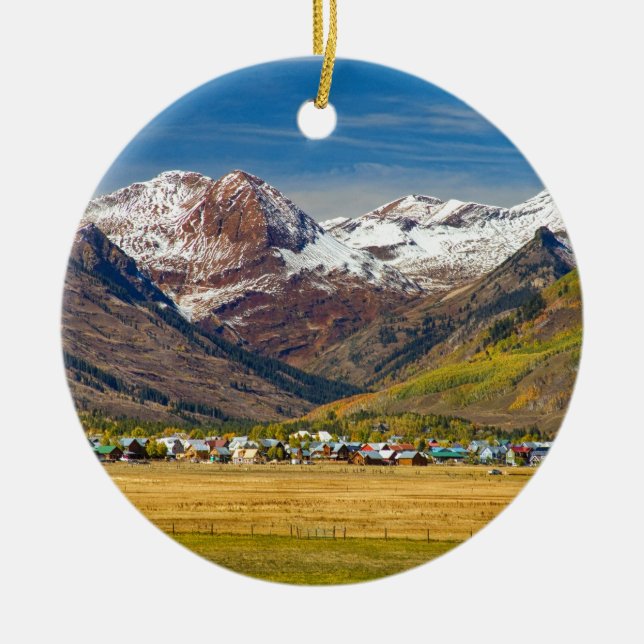Crested Butte Colorado Autumn View Ceramic Ornament (Front)