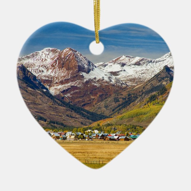 Crested Butte Colorado Autumn View Ceramic Ornament (Front)
