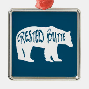 Crested Butte Colorado Bear Metal Ornament