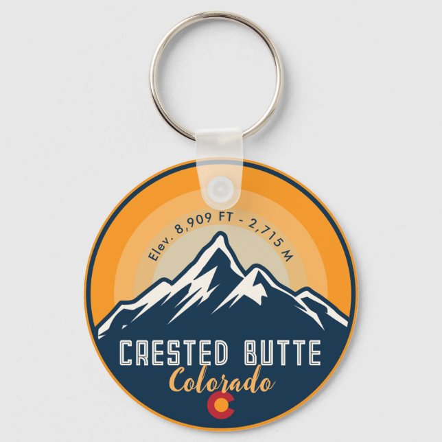 Crested Butte Colorado Mountains Hiking Sunset Key Ring (Front)
