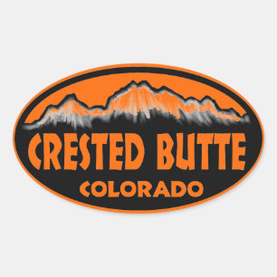 Crested Butte Colorado orange oval stickers
