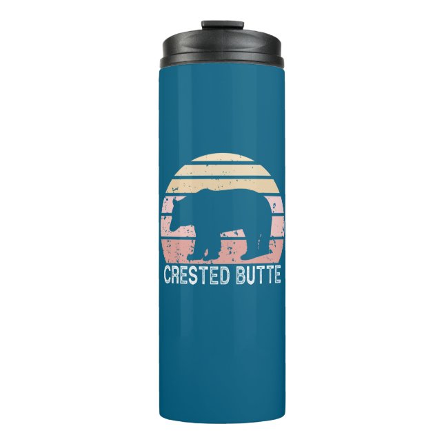 Crested Butte Colorado Retro Bear Thermal Tumbler (Front)