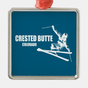 Crested Butte Colorado Skier Metal Ornament