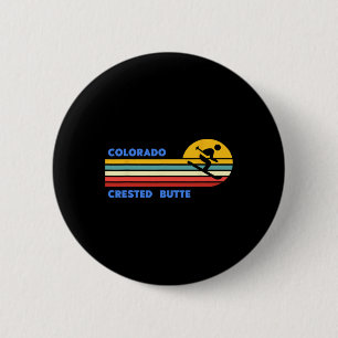 Crested Butte Colorado Skiing Skier Ski Retro Sun 6 Cm Round Badge