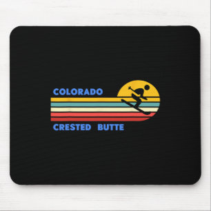 Crested Butte Colorado Skiing Skier Ski Retro Sun  Mouse Pad