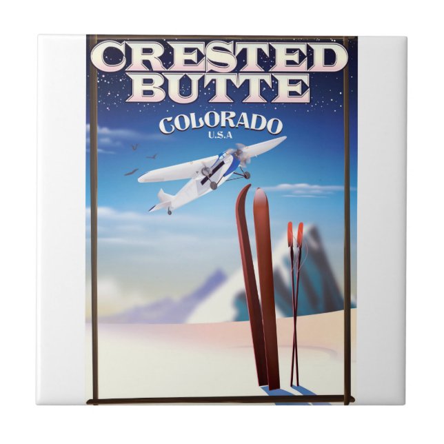 Crested Butte Colorado travel poster Ceramic Tile (Front)
