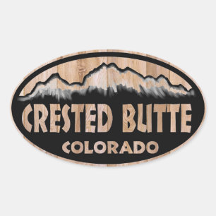 Crested Butte Colorado wooden sign oval stickers