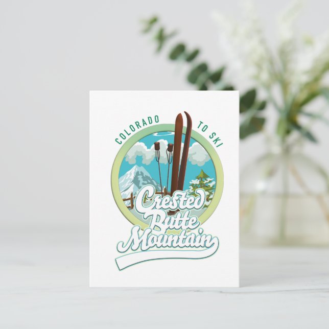 Crested Butte Mountain Colorado Ski logo Postcard (Standing Front)