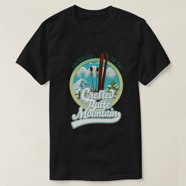 Crested Butte Mountain Colorado Ski logo T-Shirt (Design Front)