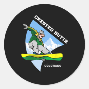Crested Butte Mountain Colorado Snowboarding Snowb Classic Round Sticker