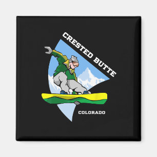 Crested Butte Mountain Colorado Snowboarding Snowb Magnet