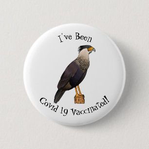 Crested caracara bird cartoon illustration 6 cm round badge