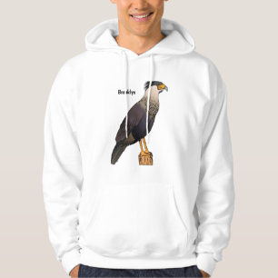 Crested caracara bird cartoon illustration hoodie